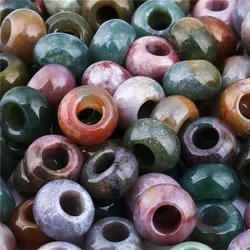 Julie Wang 10PCS 10/14mm Natural Stone Beads Multiple Styles Round Spacer Beads Big Hole Bracelet Jewelry Making Accessory