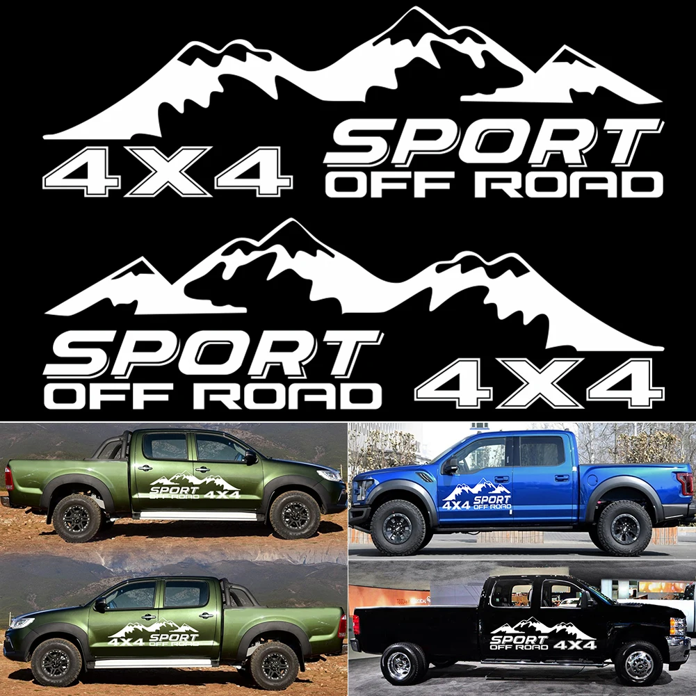 2 PCS Graphic Vinyl 4X4 OFF ROAD Car Sticker Pickup Truck Decal For D-MAX Navara