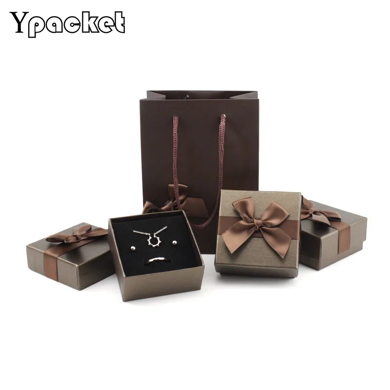 

Square organizer box Box Jewelry Coffe Colors Gift Jewelry Paper Bags Ring Earring Pendant Carrying Cases 100pcs/lot