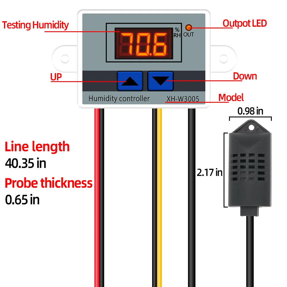 XH-W3005 ตัวควบคุมความชื้น 12V 24V 220V ความชื้นดิจิตอลสวิทช์ควบคุม Hygrostat SWITCH SENSOR วัดระดับความชื้น