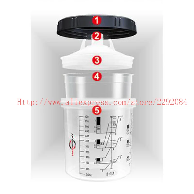 50 pz vernice pistola a spruzzo tazza coperchi e fodere Kit 160/400/600/800ml misurino monouso connettore rapido accessori pistola a spruzzo