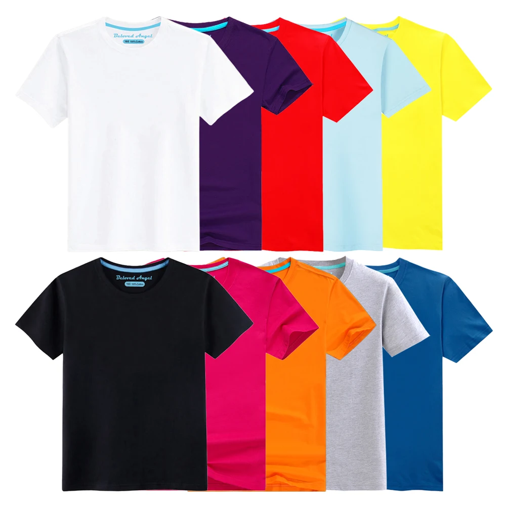 Short Sleeve T-Shirts Solid Color Team Clothes For Children Baby Boys Girls Cotton T-shirts Pure Colorful Clothes Baby Tops Tees