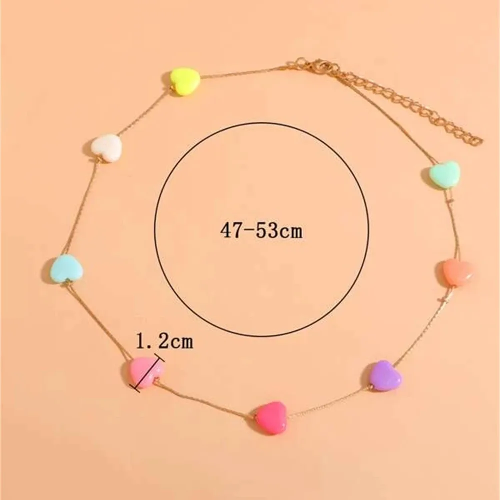 2021 Boho Vintage Fashion Ethnic Colored Heart-shaped Rope Chain Necklace For Women Hip Hop Simple All-match Jewelry Party Gift