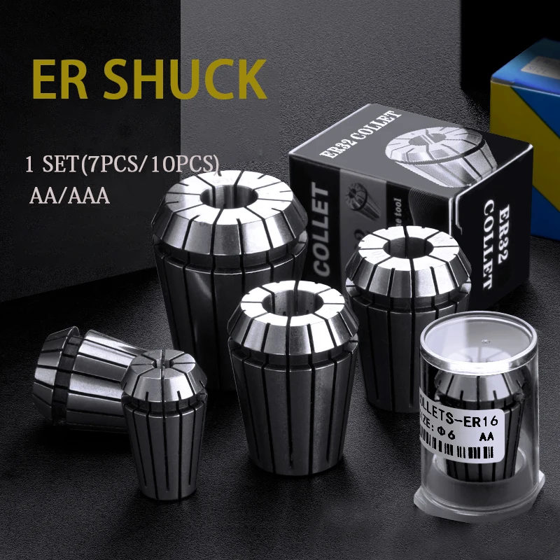 1SET ER Collet Chuck CNC Milling Tool Holder Engraving Machine ER11 ER16 ER20 ER25 0.005 High Precision Spring Collet Chuck