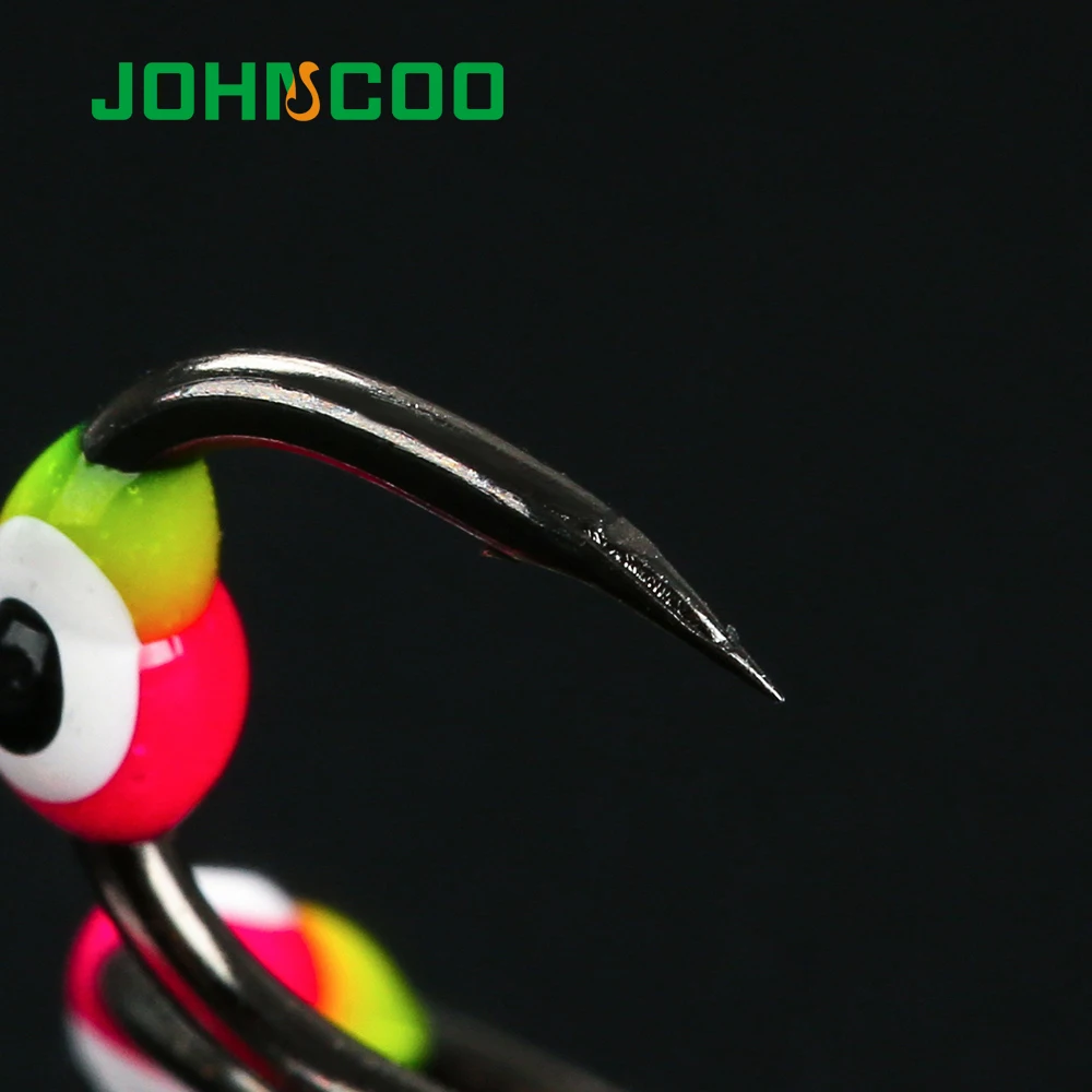 JOHNCOO 5pcs Winter Ice Fishing Hook Lure 6# 8# 10# Treble Hook High Carbon Steel Sharp Hook