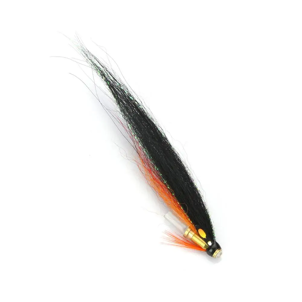 Black Orange Loop Bottle Tube Fly Salmon Sea Trout Flies (8-pack)