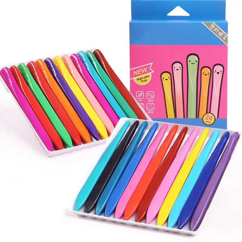 24 pz/scatola colorato Non tossico vernice cera triangolo pastelli per bambini bambini bambino scuola materna educazione precoce disegno