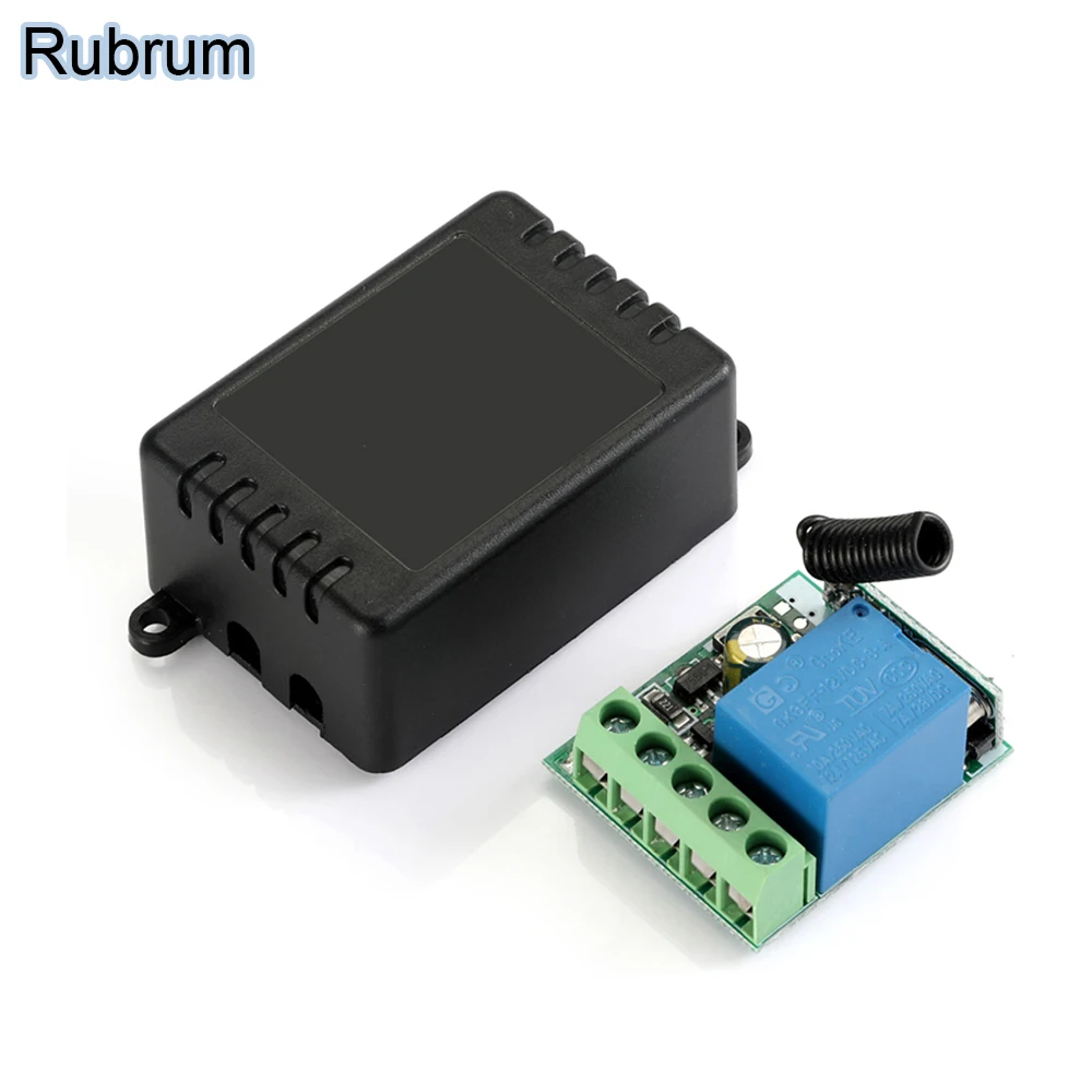 Rubrum 433 MHz DC 12V 1CH RF Relay Module Universal Wireless Remote Control Switch Smart Home Controller Receiver For Gate Door