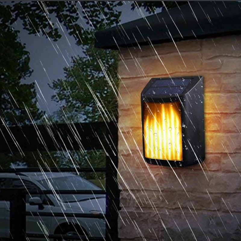 

LED solar wall light waterproof outdoor Simulated flame landscape lighting induction garden lights rechargeable lamp