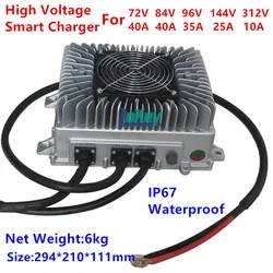 3300W sealed IP67 waterproof charger 48V 60V 72V 84V 96V 100.8V 120V 20A 30A 40A 50A lithium lipo lifepo4 LTO battery cargador