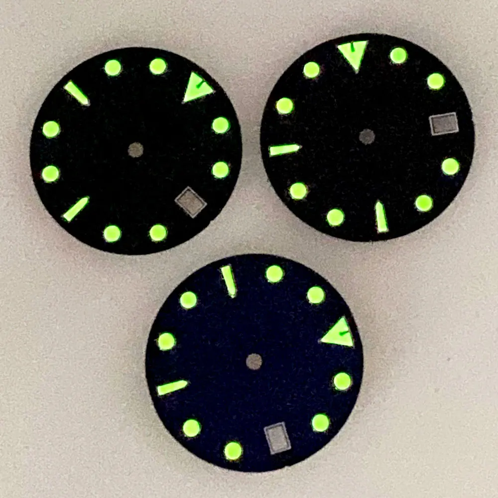 29mm super leuchtende Uhr schwarz blau Zifferblatt passend für nh35 nh36 Automatik werk Datum Fenster schwarz blau grau Sunburst Zifferblatt