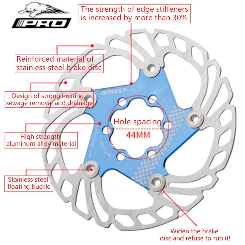 4 Colors Floating Bike Rotor Disc Brake, Stainless Steel, Aluminum 203 /180/160/140mm for MTB Mountain Road Bicycle Brake Pad