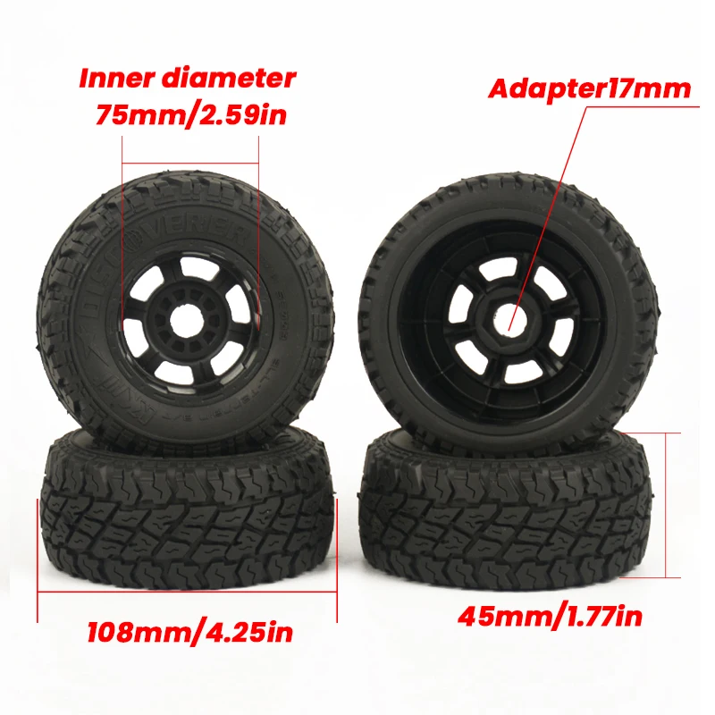 Kkpit 1/8 Rc Model Auto Korte Cursus Vrachtwagen Gemodificeerde Onderdelen Accessoires Off-Road Voertuig Buggy Tire Banden Wiel 17Mm Adapter