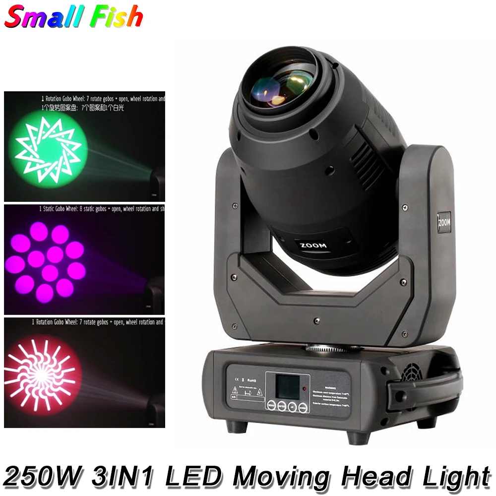 

LED 250W Zoom Moving Head DMX512 Professional Stage High Power Spot Light For Party DJ Disco Xmas Wedding Banquet Effect Light