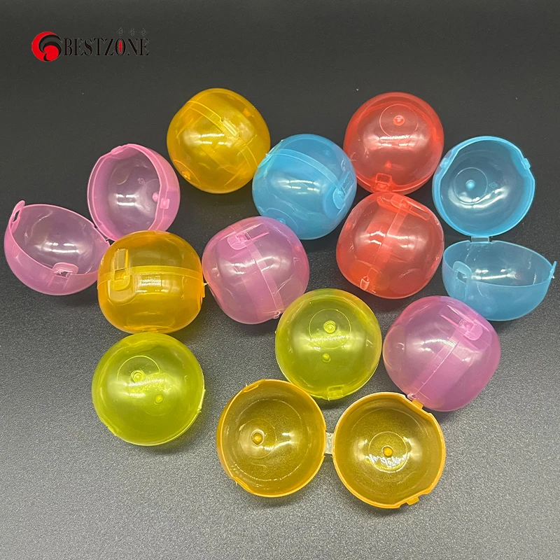 100Pcs 45*45mm Plastic PP Toy Colorful With Transparency Hinged Conjoined Ball Surprise Ball Easy Open Lock for Vending Machine