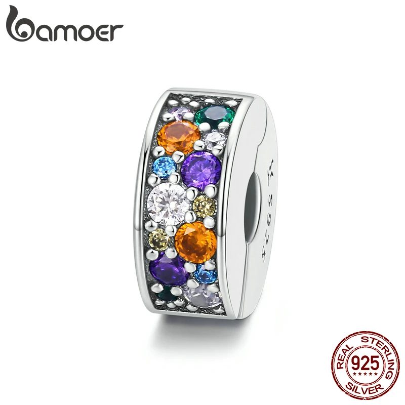 bamoer Sterling Silver 925 Colorful Garden CZ Beads for Women Jewelry Making Charm fit Original Bracelet DIY Bijoux SCC1609