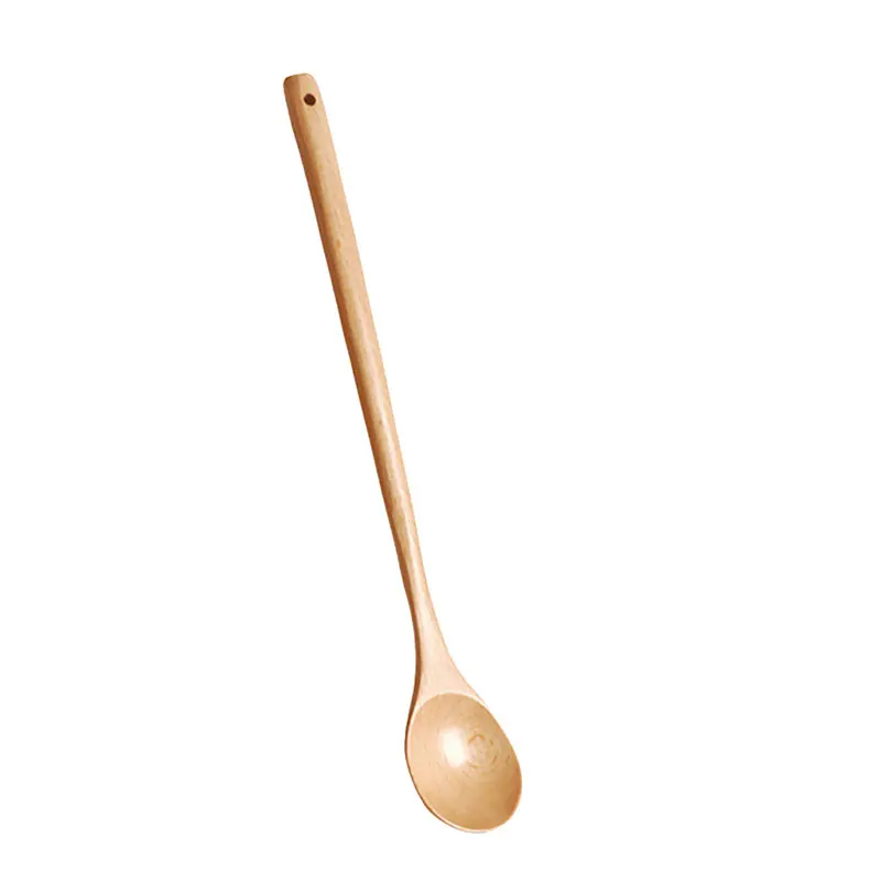 For Kitchen Wooden Lengthened Cooking Spoon, Kitchen Cooking Utensil Tool Long-Handled Wooden Spoon For Mixing Cooking  Natural