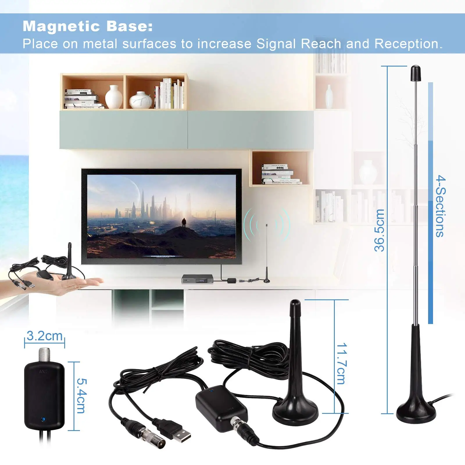 Hd Antena Amplificada Interna Da Tevê De Digitas 200ไมล์ Ultra Hdtv Com Amplificador Vhf/Uhf คำตอบจาก Rápida Ao ar Livre Inte