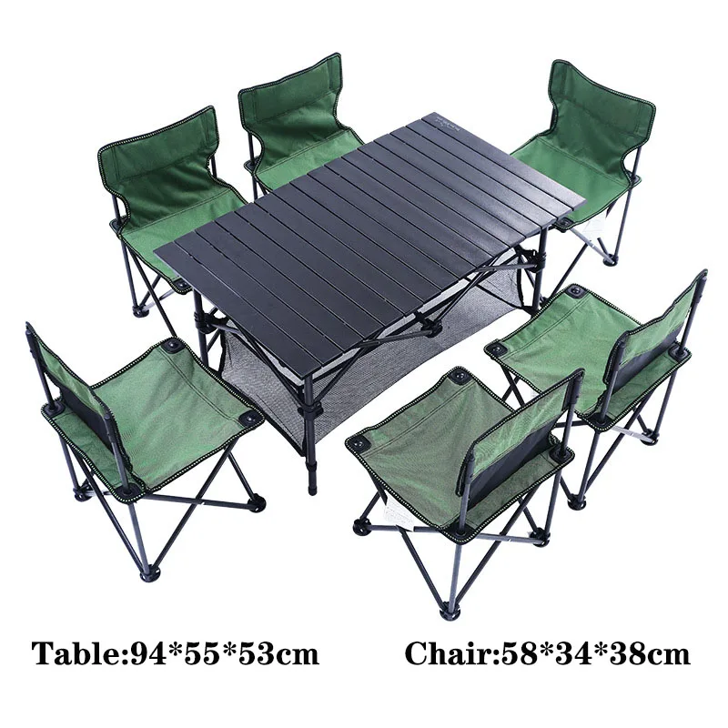 Outdoor 4~6 People Folding Table And Chair Set Camping Beach Barbecue Self-driving Picnic Equipment