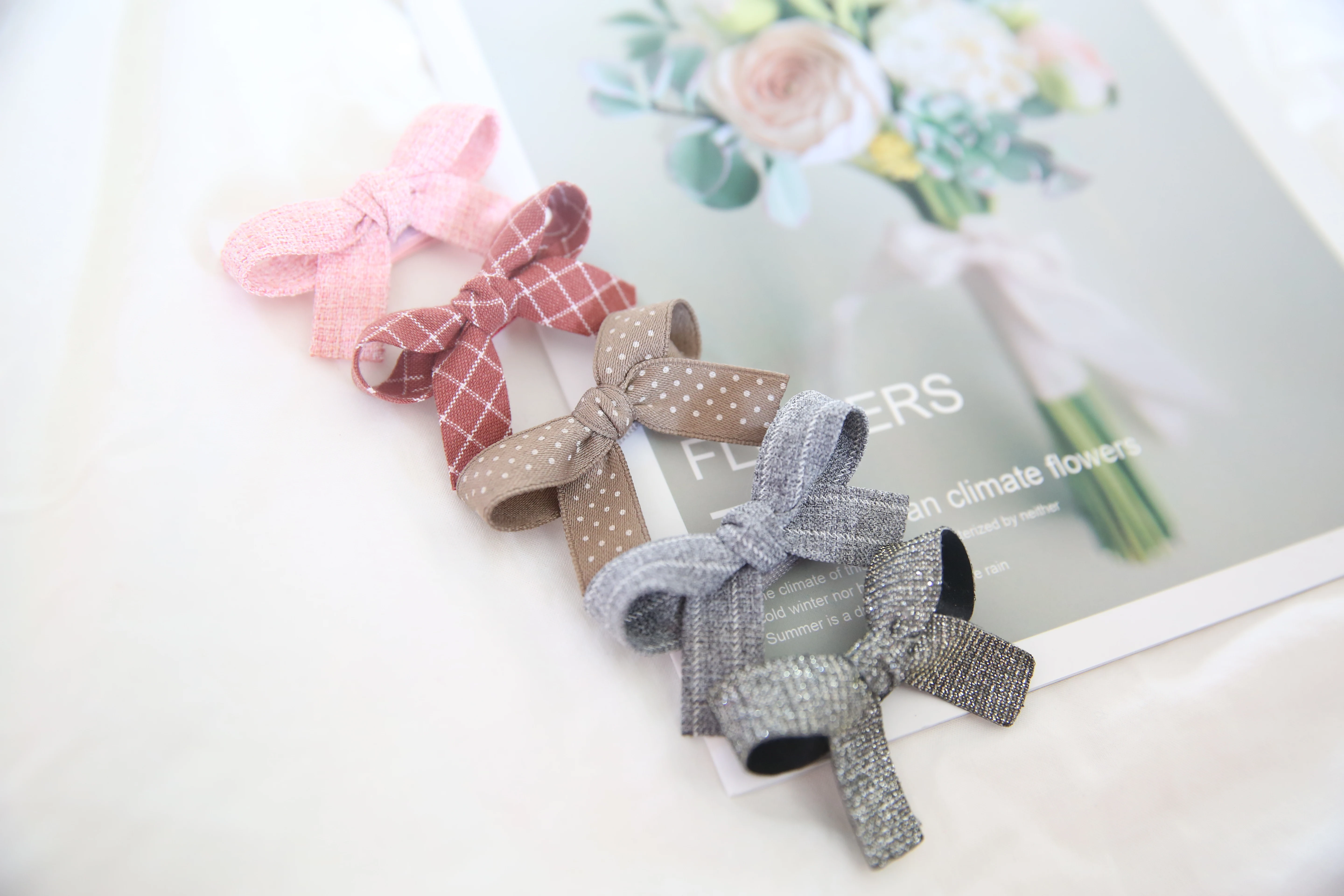 Girls Lovely Hair Clips 5pcs/set Children colorful Bow Hairpins Hair Ties Ropes Headwear Korea Hair  Accessories Hairgrips J141