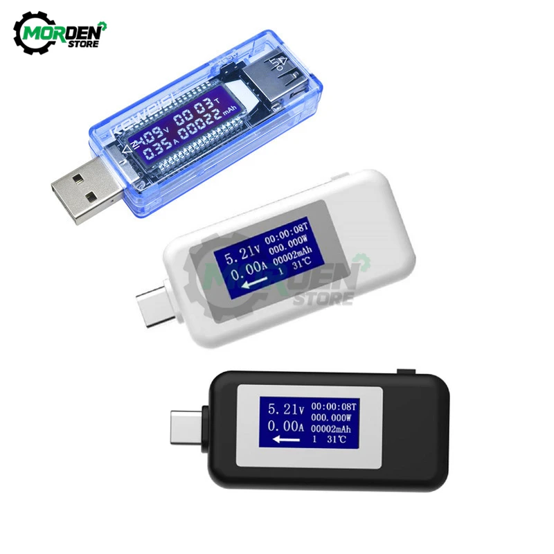 Probador USB tipo C con pantalla LCD de cc, voltímetro Digital, amperímetro, medidor de voltaje y corriente, indicador de potencia, Detector de