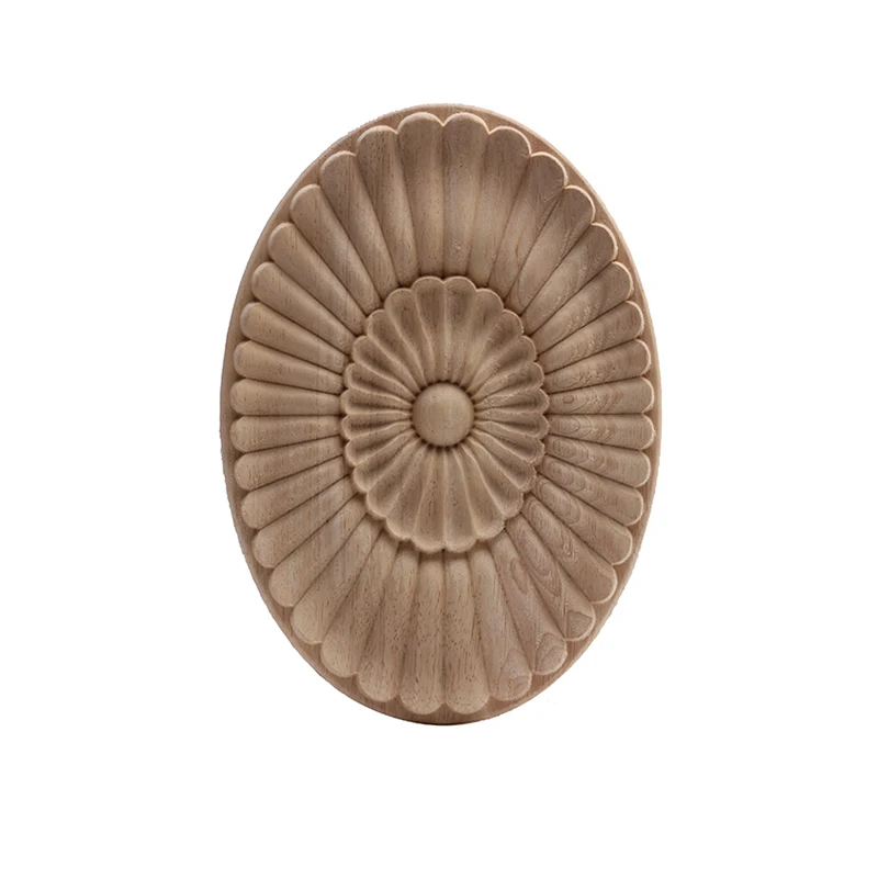 European Antique Retro Carved Wood Applique Wood Mouldings Wood Decal Onlay Long Oval Rose Wooden Cabinet Furniture Corner NEW