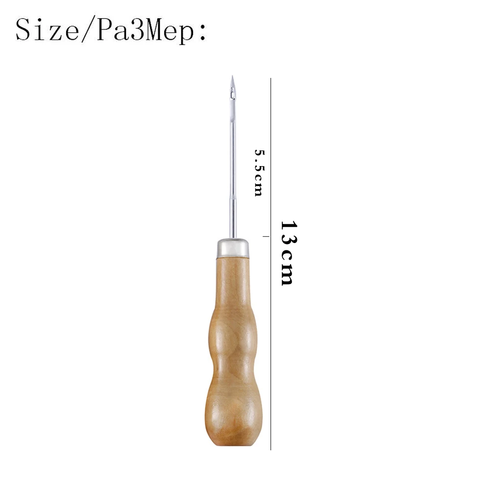 1pc Sewing Waxed Thread Durable Strong Hand Stitching Thread with Professional Leather Wood Handle Awl for Leather Shoe Craft