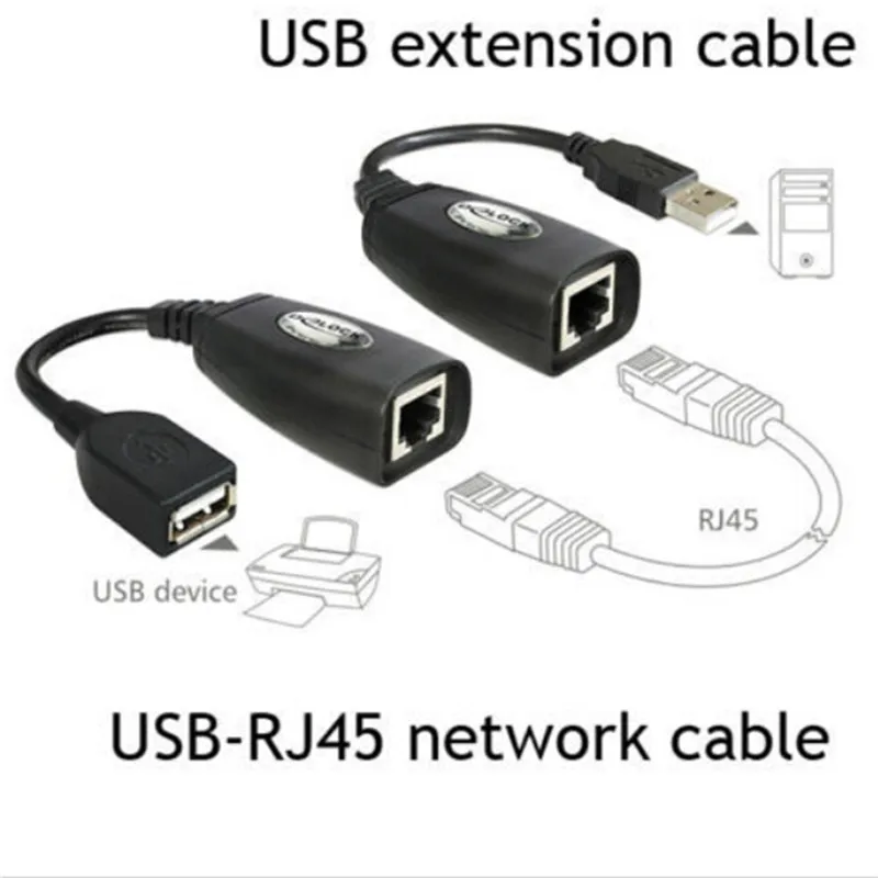 USB 2.0 Maschio A Femmina Cat6 Cat5 Cat5e 6 Rj45 LAN Ethernet di Rete Extender Estensione Del Ripetitore Adapter Cavo del Convertitore