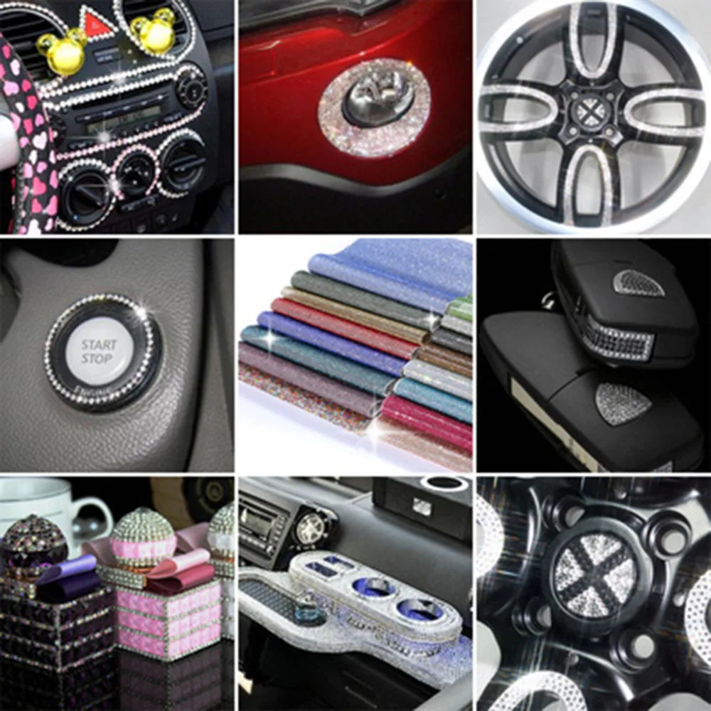 24*40 Cm Hotfix Bling Resin Rhinestone Sheet Trim Crystal Bead Applique Mesh Ribbon Banding Diy Car Decoration Cosmetic Stickers