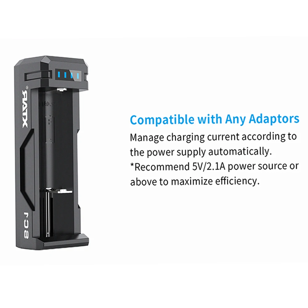 XTAR Portable Battery Charger SC1 2A Fast Charging Type-C Rechargeable 18700/20700/21700/22650/25500/26650/18650 Battery Charger