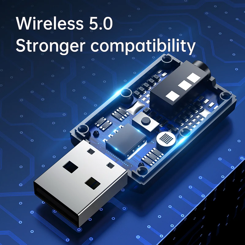 VAORLO-4 인 1 USB 블루투스 5.0 어댑터 3.5MM AUX 스테레오 마이크 포함, 핸즈프리 무선 오디오 수신기 송신기 PC TV Carkit 용