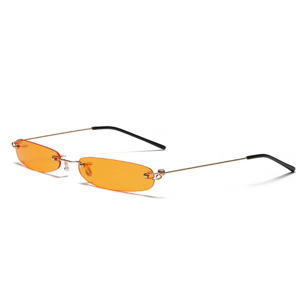 XaYbZc Schmale Sonnenbrille für Herren, randlos, Sommer 2025, Rot, Blau, Schwarz, rechteckige Sonnenbrille für Damen, kleines Gesicht, heißer Verkauf – Detail 11