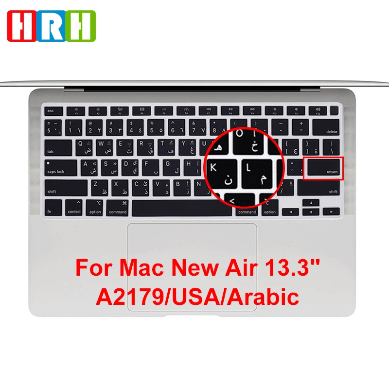 

Силиконовая защитная накладка на клавиатуру HRH на арабском языке, для MacBook, новейший Air 13 Touch ID A2179 M1 A2337 (выпуск 2020)