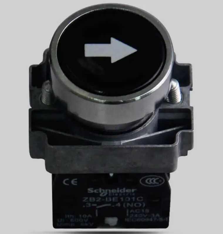 XB2BA3351 XB2BA3351C = ZB2BZ101C + ZB2BA335C  Button with functional symbol flat head | black | 22mm | 1NO