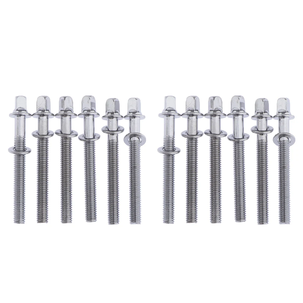 12 Pieces 5mm Drum Tension Rods with Washers / Drum Screws / Tension Screws 60mm Length