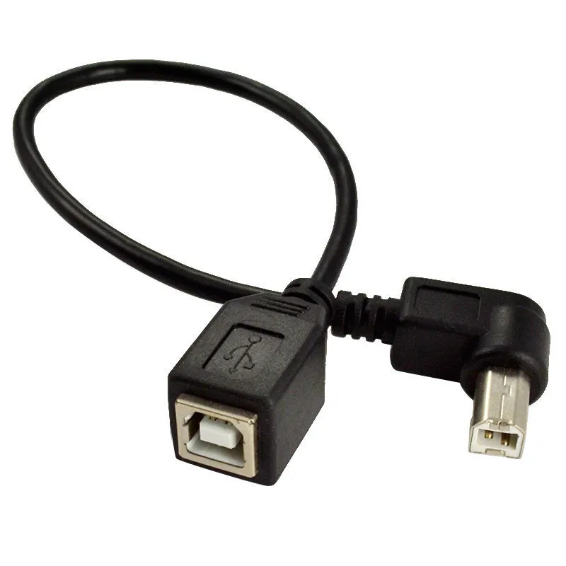 High Speed 25CM M/F USB 2.0 Type B 90 degree Left Right UP Down Angle Male  to Female Right Angle Extension Data Cable 0.25M
