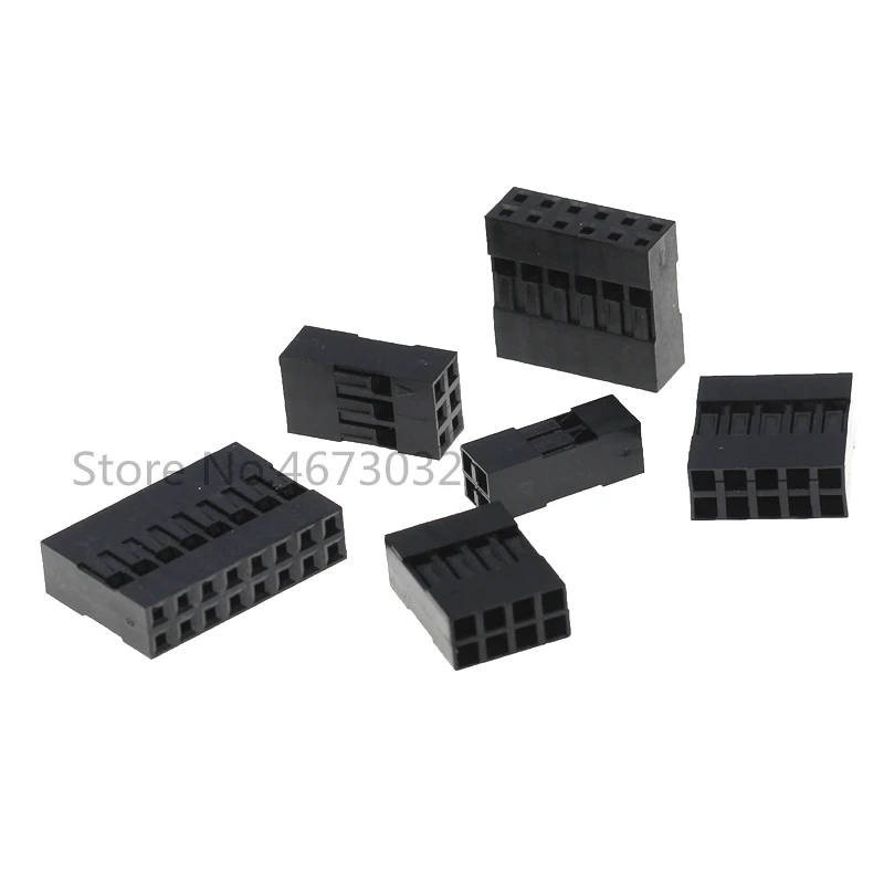 1000pcs For dupont connector 4 6 8 10 12 14 16 20 pin Dual row 2x3 pin 2.54mm for dupont plastic shell through hole