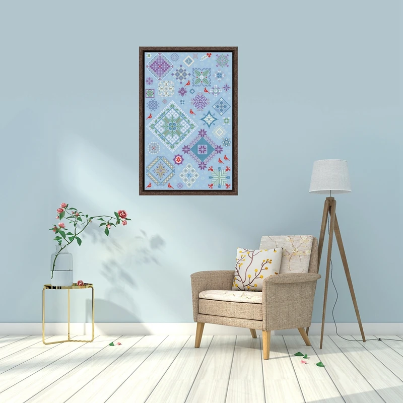 

Зимняя история, набор для вышивки крестом, простой узор, 18ct, 14ct, 11ct, небесно-голубая ткань, хлопковая шелковая вышивка, сделай сам, ручная работа, настенная большая картина