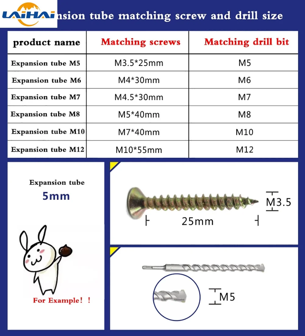 200pcs Plastic expansion pipe M6*30mm M8*40mm rubber plug plastic pipe nylon column expansion screw anchor plug wall plugs