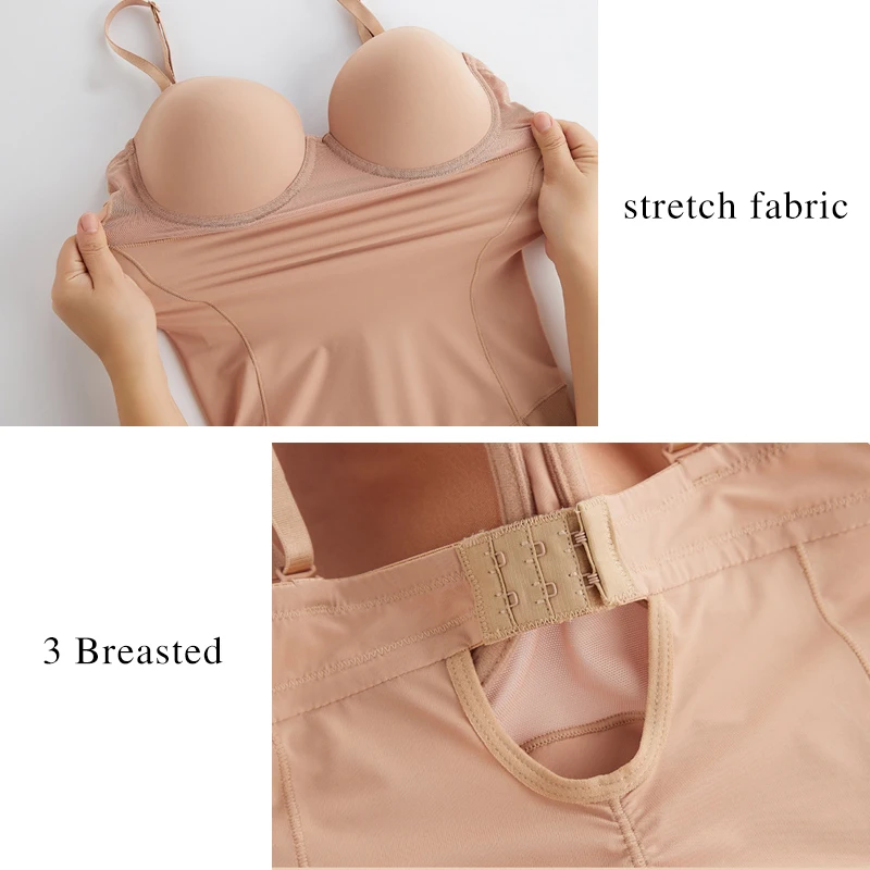 Damen Vintage Bodysuit Unterwäsche Verstellbare Bügel-Bodysuits Schwarz Dehnbar Nahtlose Shapewear Beige – Detail 15