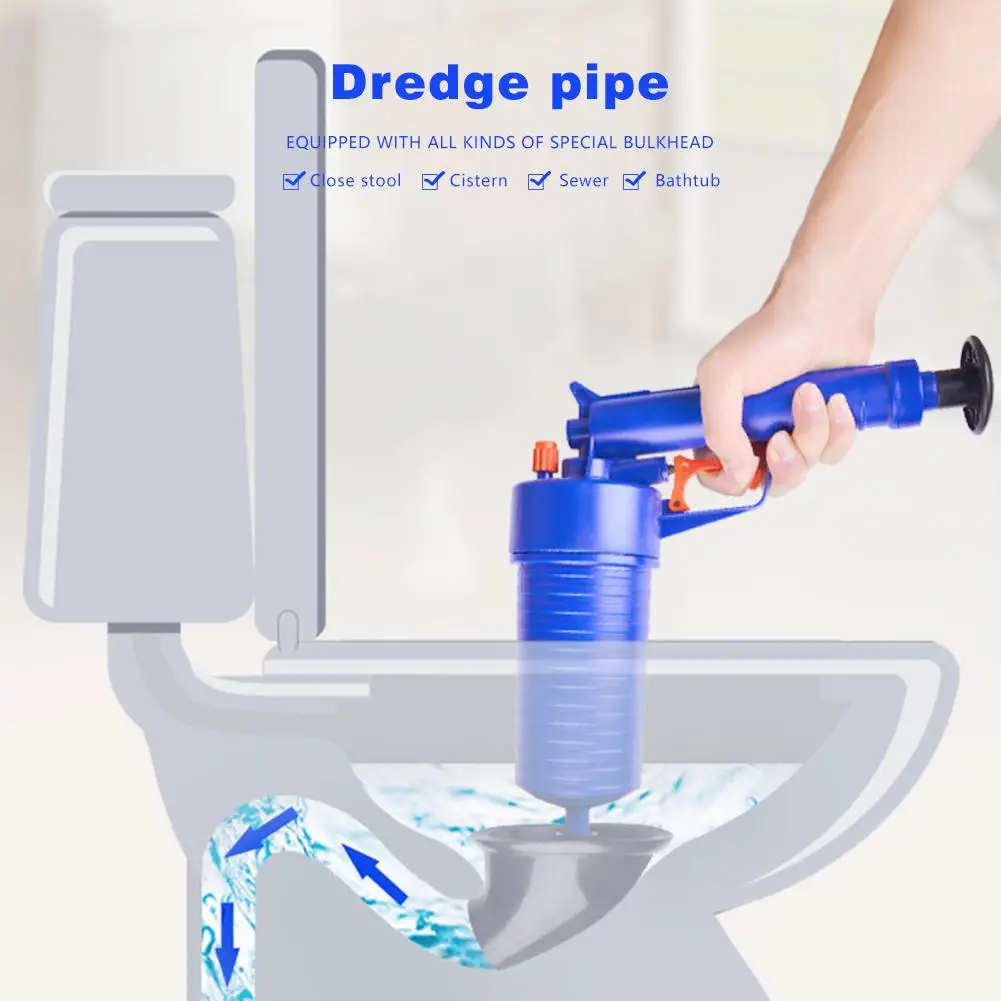 Air Power Drain Blaster Gun High Pressure Pipe Plunger Drain Cleaner Pump Pipeline Clogged Remover Bathroom Sink Toilet Cleaner