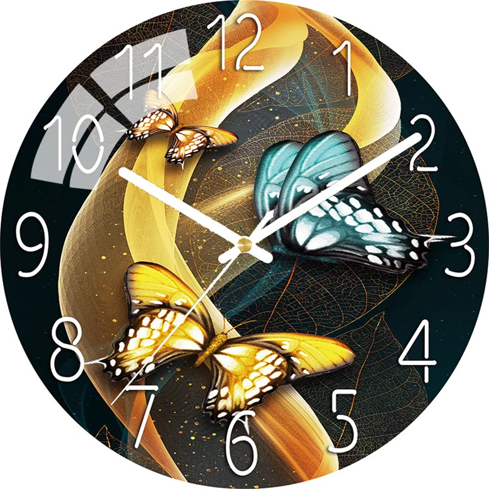 Butterfly Leaf Fish Black Wall Clock Home Decor Bedroom Silent Oclock Watch Wall for Kitchen Living Room Wall Digital Clock 12