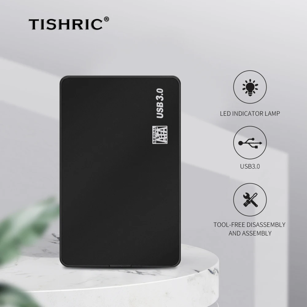 TISHRIC-외장 하드 드라이브 Hdd 케이스, 하드 디스크 케이스 Hdd 인클로저 박스 2.5 SATA USB 3.0 어댑터 HD 외장 HDD 박스