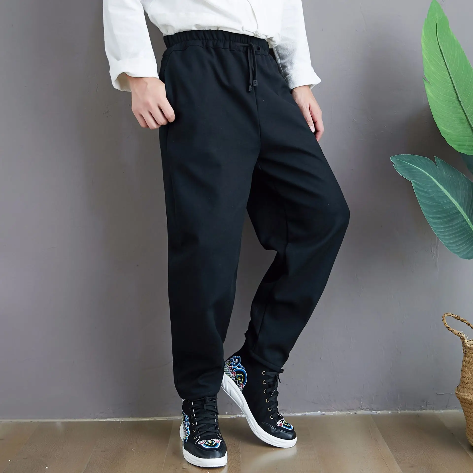 Winter Men Sweatpant Thick Fleece Warm Harem Loose Bloomers Baggy Yoga Running Joggier Fitness Workout Casual Pant Activewear