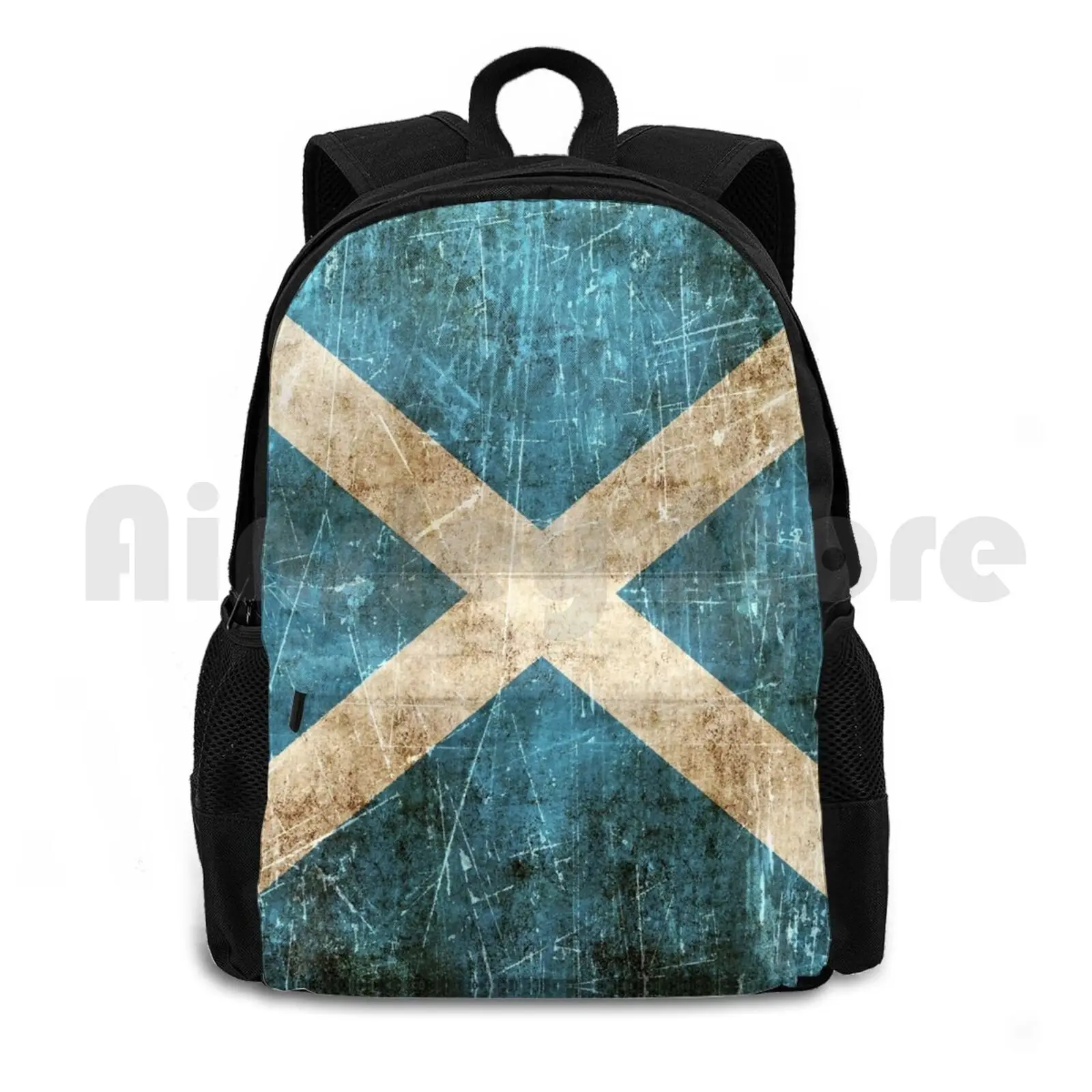 Vintage Aged And Scratched Scottish Flag Outdoor Hiking Backpack Waterproof Camping Travel Scotland Flag Of Scotland Scottish