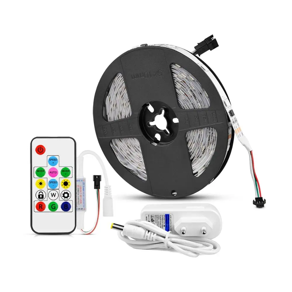 

DC12V WS2811 led strip pixel light Rgb 5050 ribbon flexible Addressable Digital LED tape 1 Ic Control 3 LEDs With Power Supply