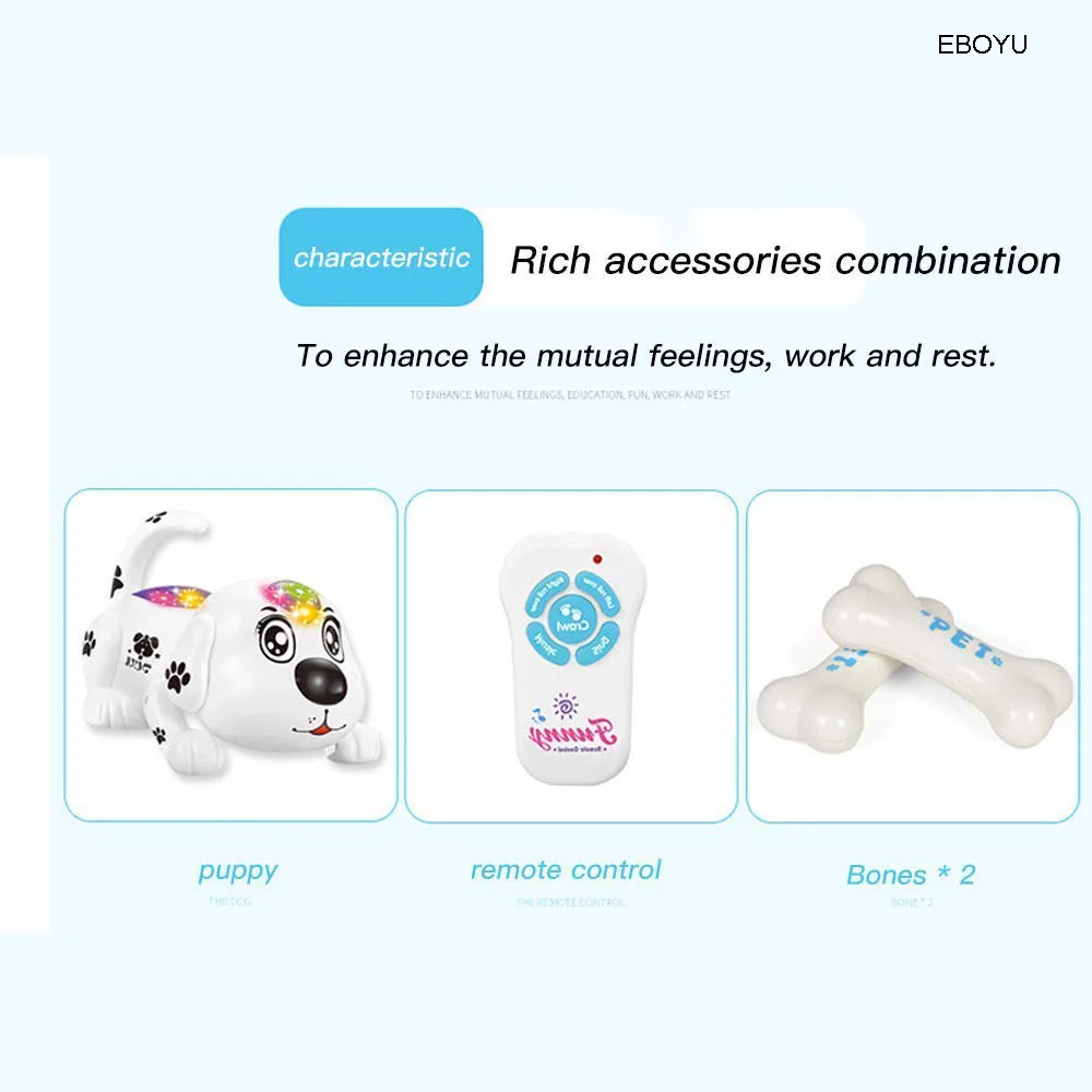 Eboyu Robot Puppy Elektronische Smart Pet Tumble Muziek Speelgoed Kruipen Tumble Speelgoed Shining Hond