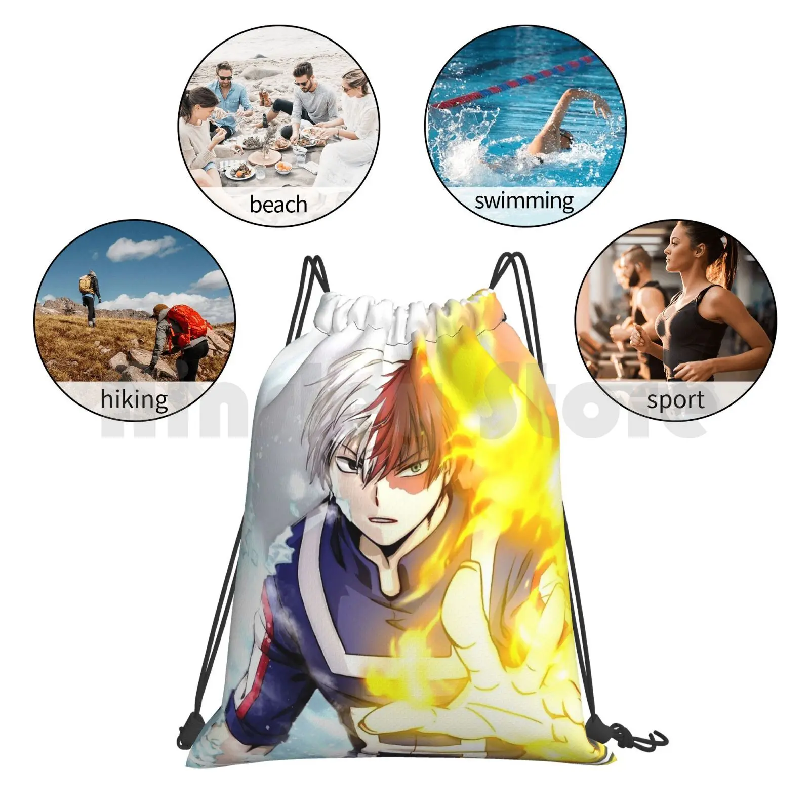 - Shoto Todoroki Backpack Drawstring Bag Riding Climbing Gym Bag  Anime Shoto Todoroki