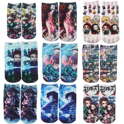 Anime Cosplay Demon Slayer Kamado Tanjirou Kamado Nezuko Agatsuma Zenitsu Costume Cotton Ankle Socks Unisex Adult Short Sock