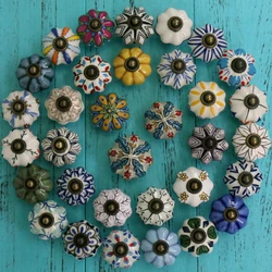 Handmade Ceramic Furniture Knobs Kitchen Bedroom Cabinet Drawer Dresser Handles pulls One piece with screw